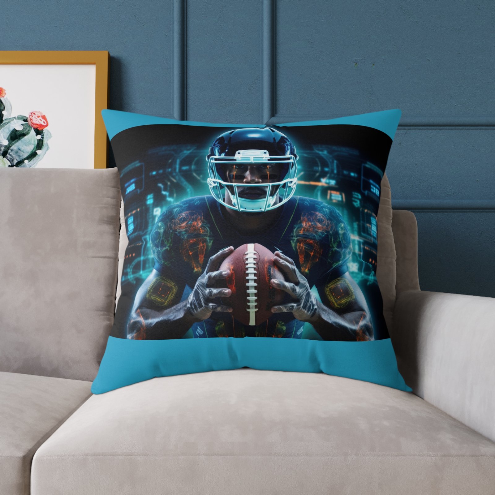 American Football Square Poly Canvas Pillow - Image 19