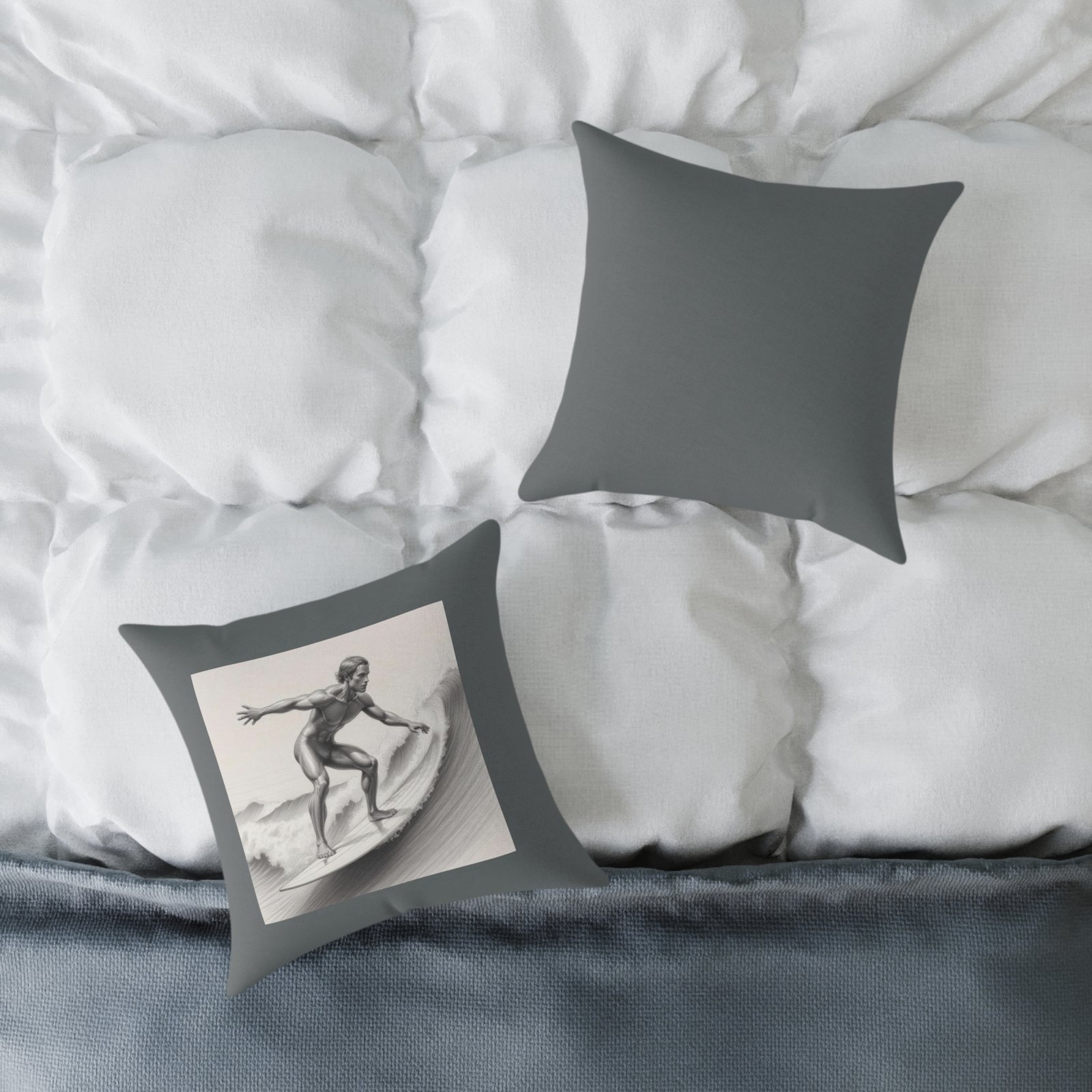 Surfing Square Poly Canvas Pillow - Image 4