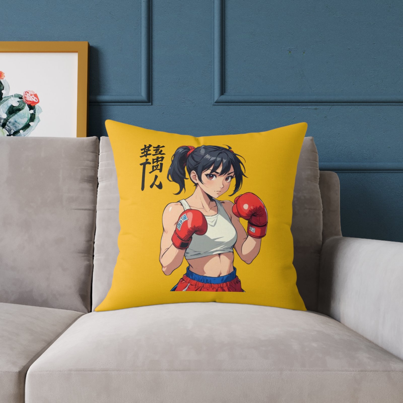 Boxing Square Poly Canvas Pillow - Image 11
