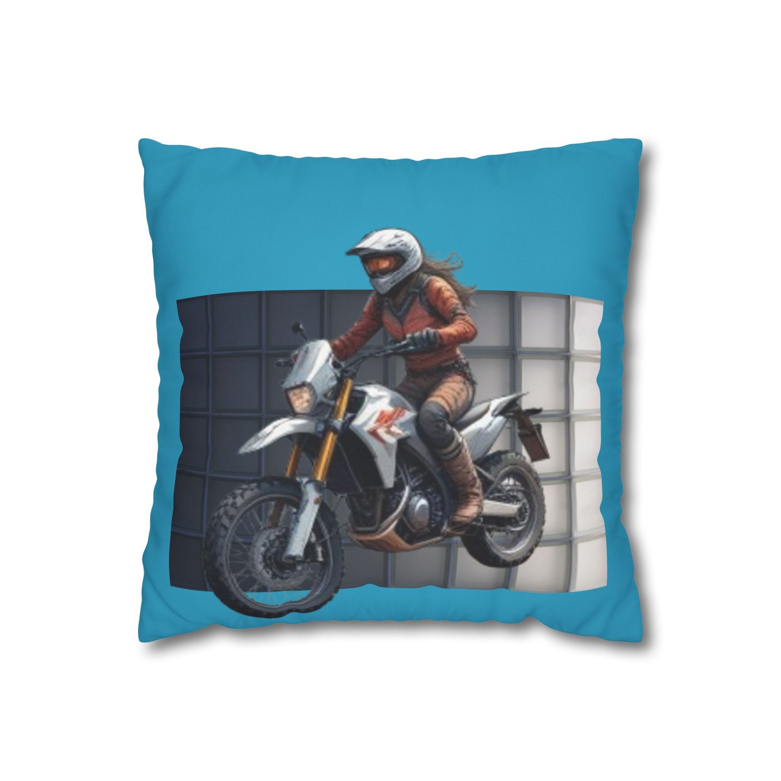 Scrambling Bikes Square Poly Canvas Pillowcase