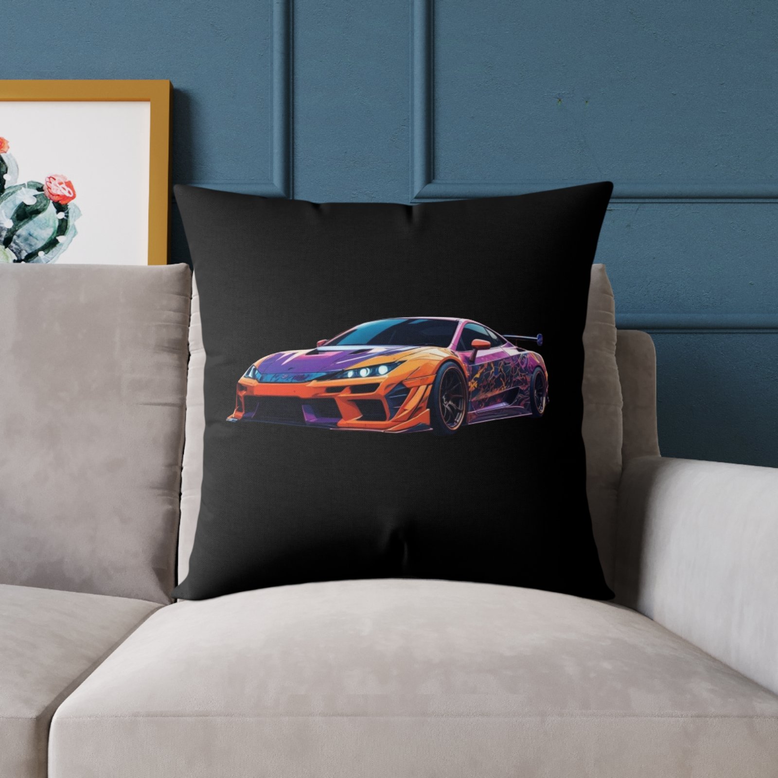 Fast Car Design Square Poly Canvas Pillow - Image 15