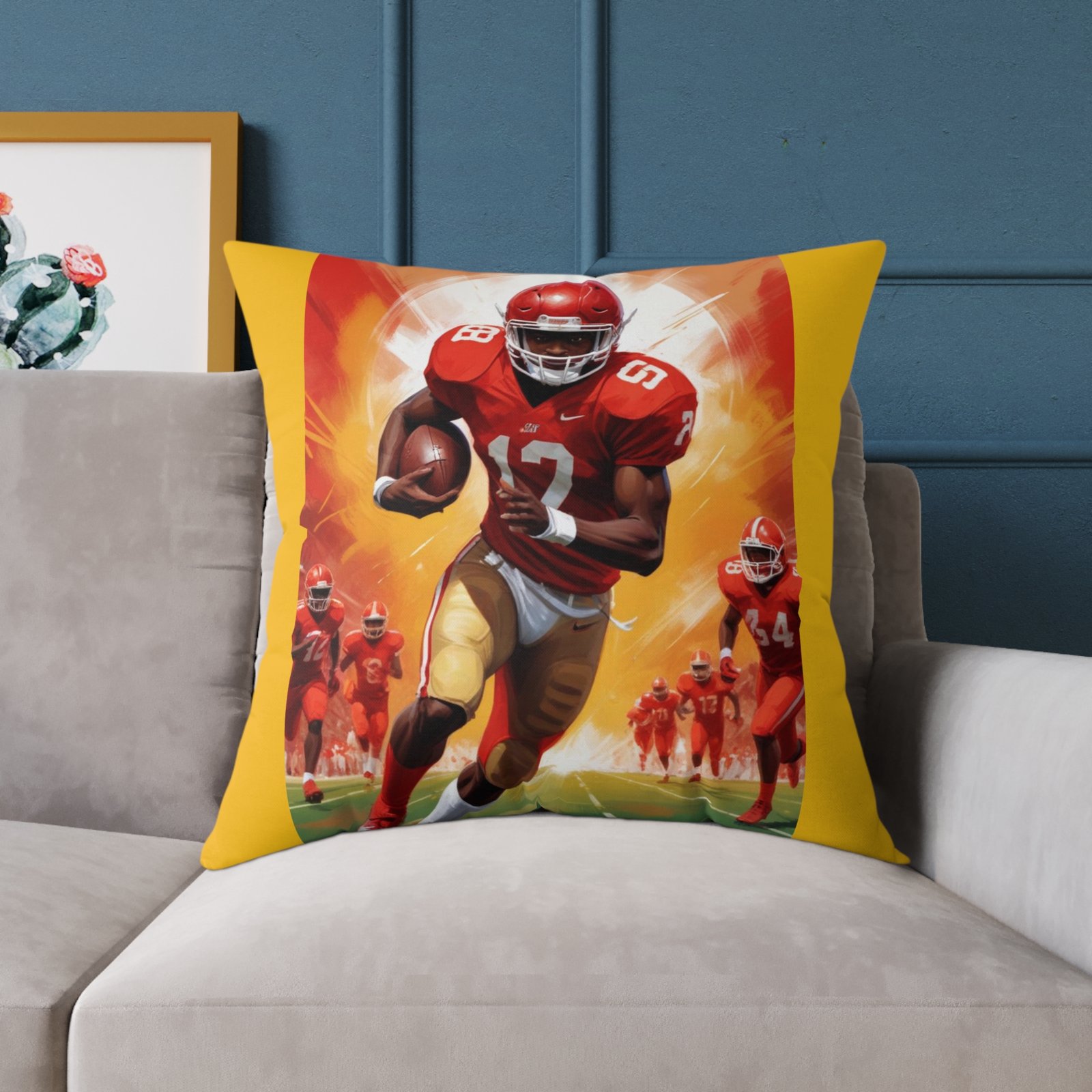 American Football Square Poly Canvas Pillow - Image 19