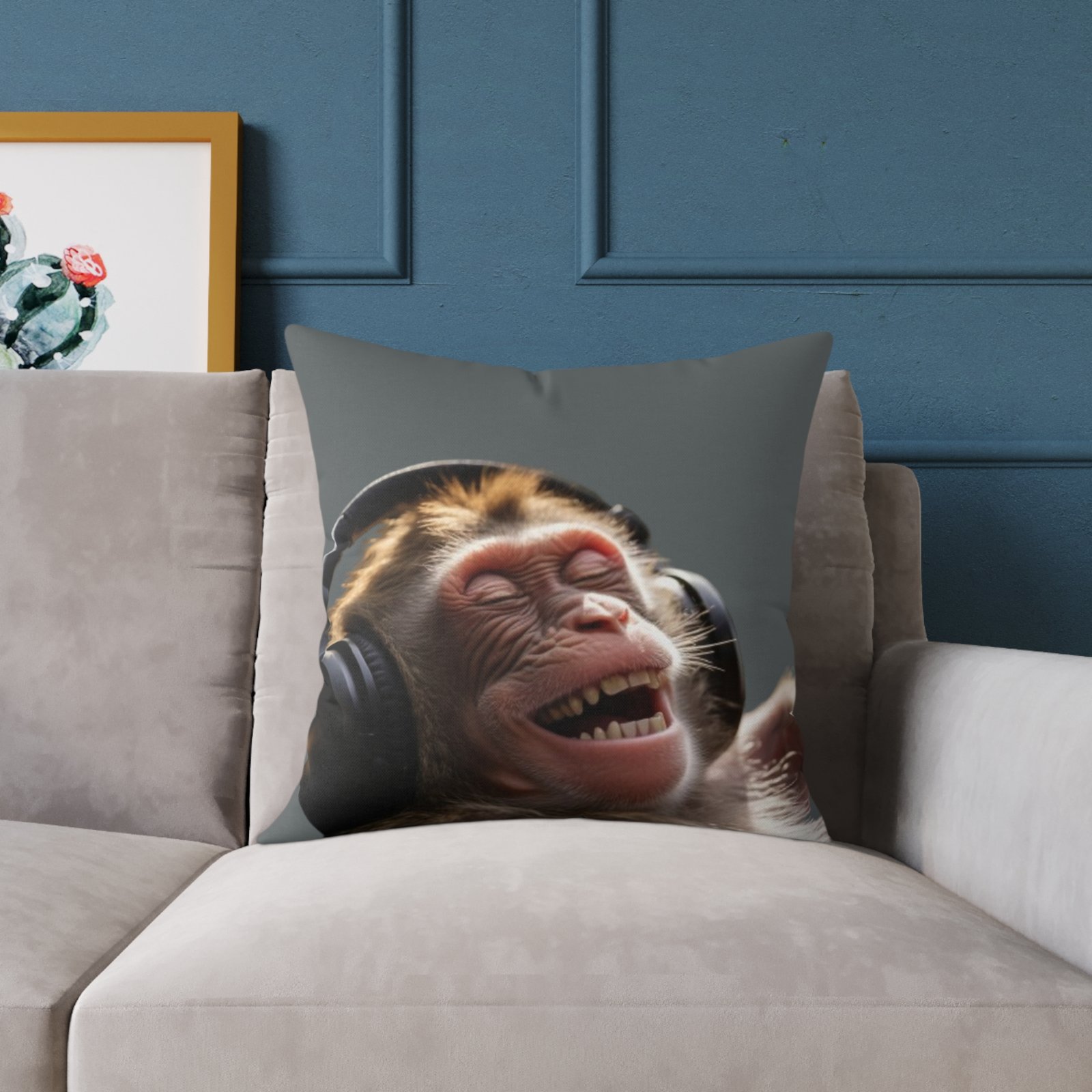 Funny Monkey Poly Canvas Pillow - Image 11