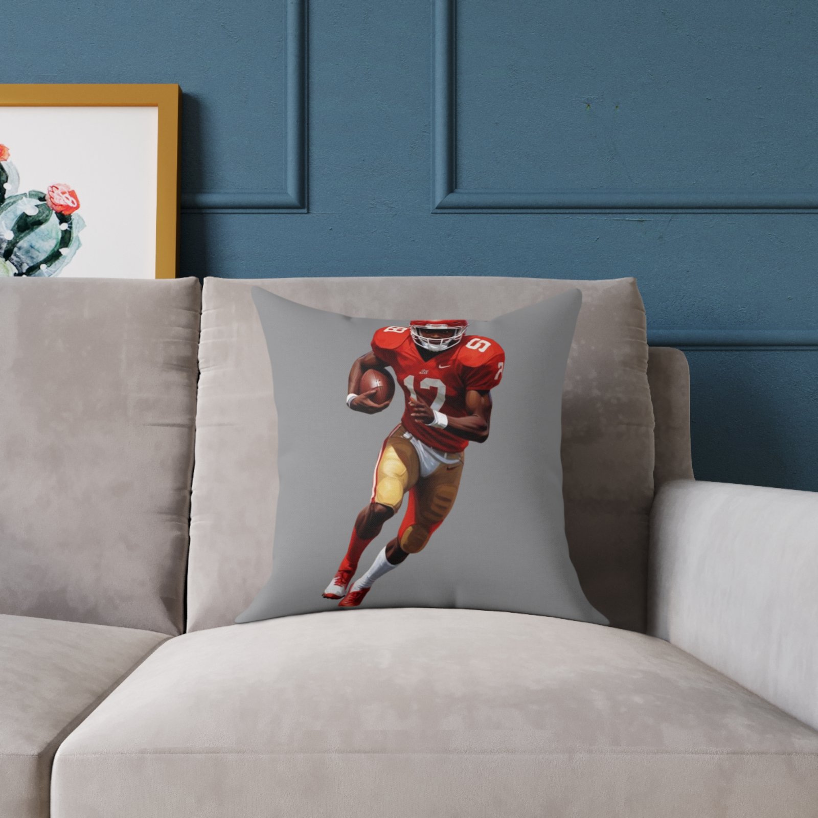 American Football Square Poly Canvas Pillow - Image 3