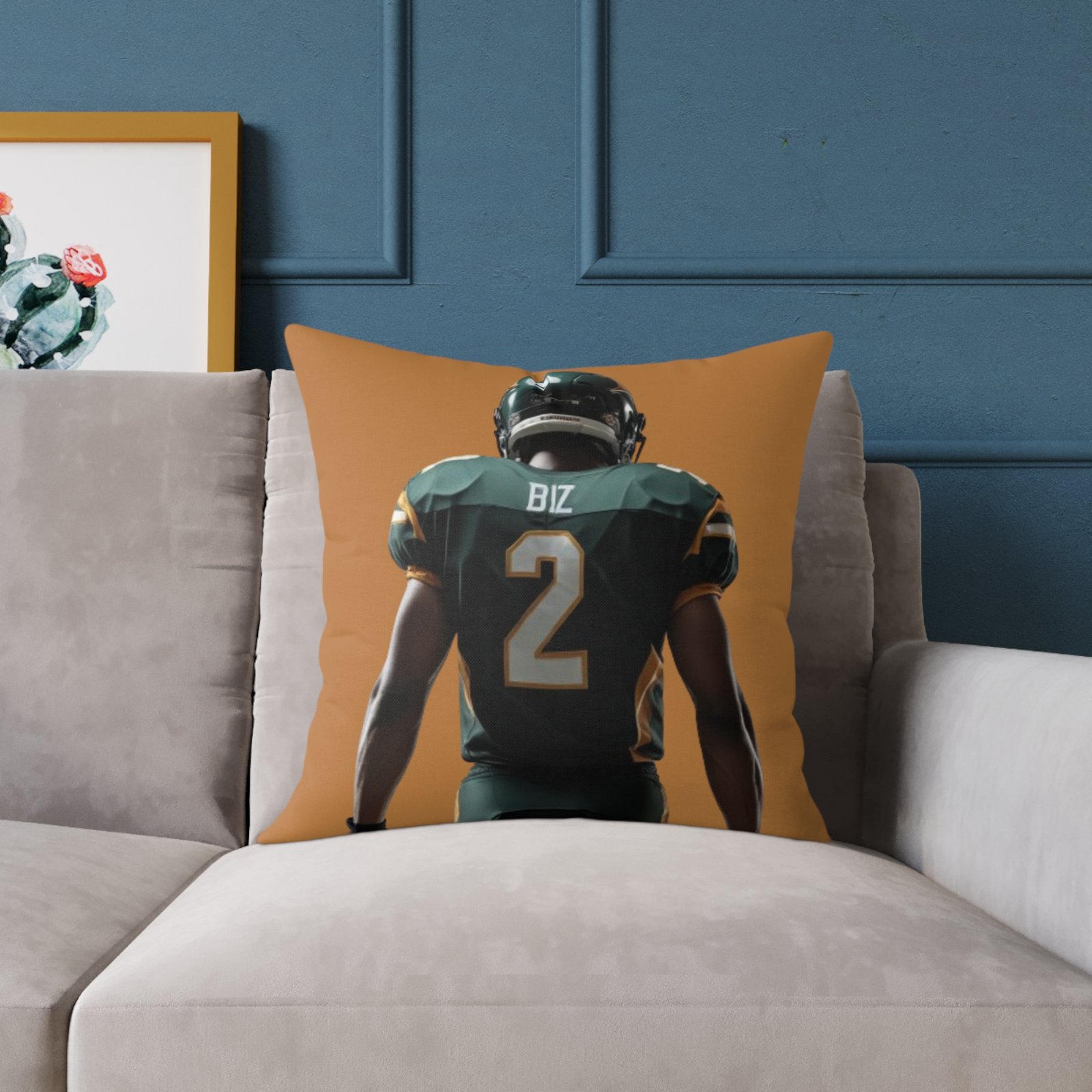 American Football Square Poly Canvas Pillow - Image 11