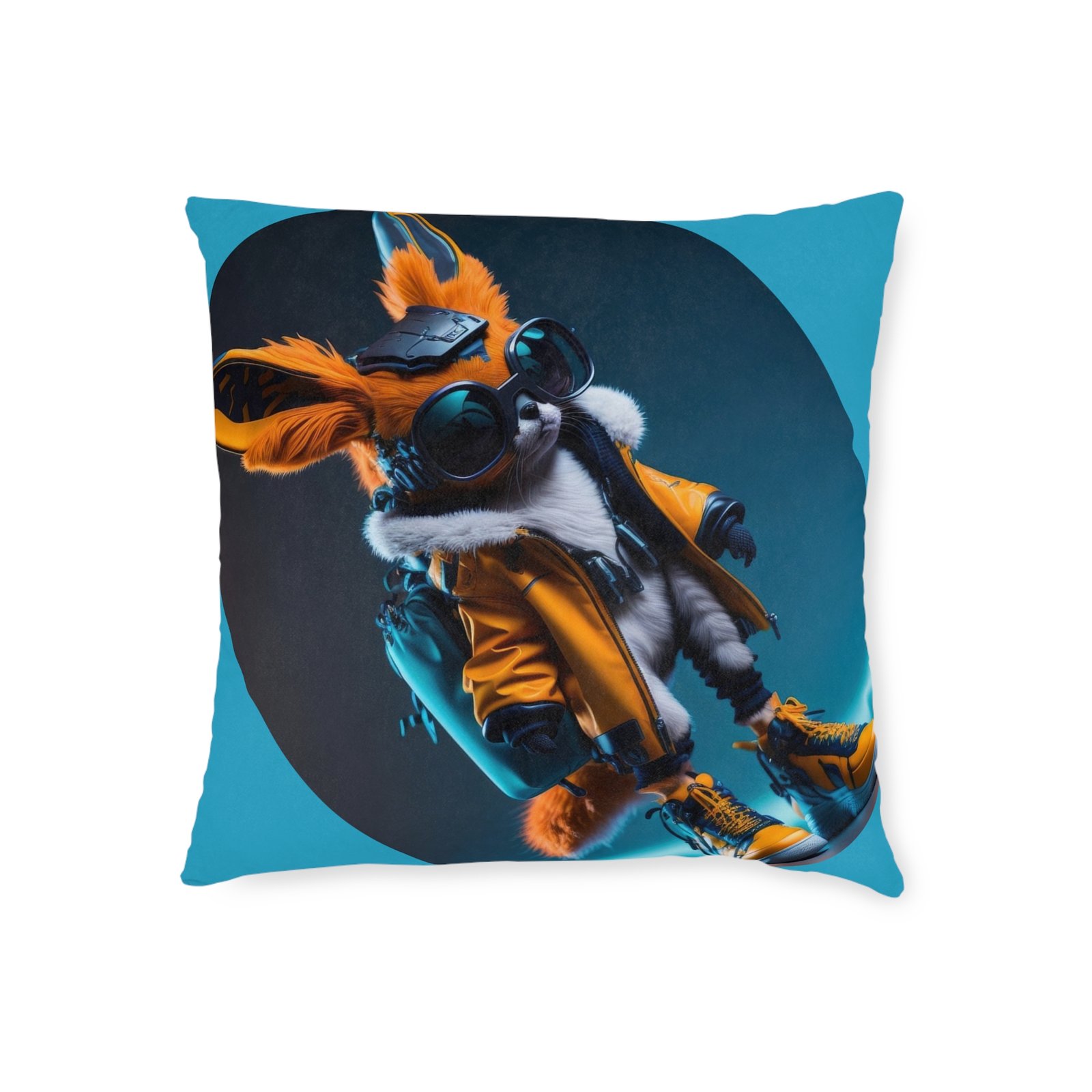 Crazy Rabbit Square Pillow funny cushion quirky art pillow dad gift mum birthday grandma gift mad bunny cushion kids comfy cushion - Image 9