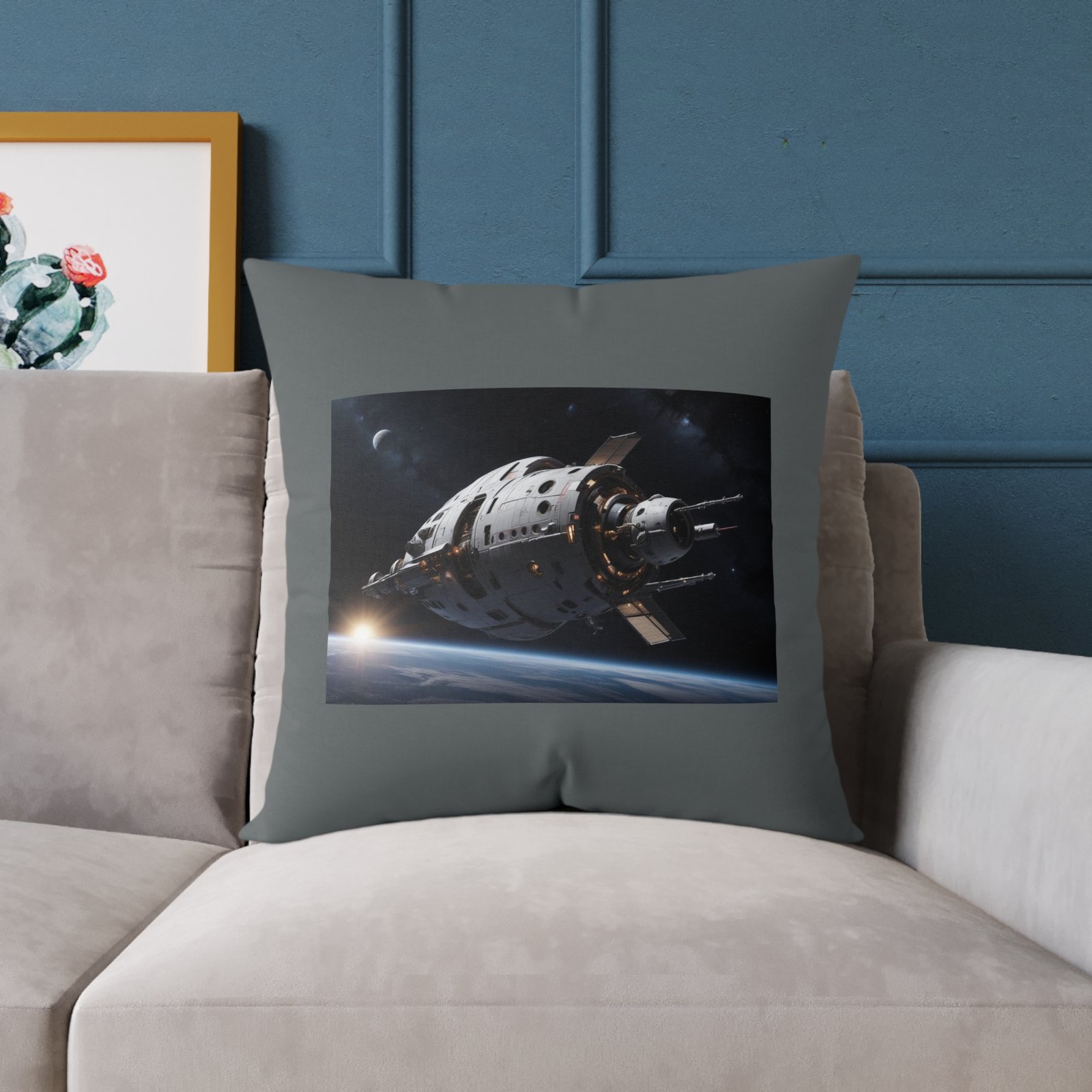 Space Ship Square Poly Canvas Pillow - Image 15
