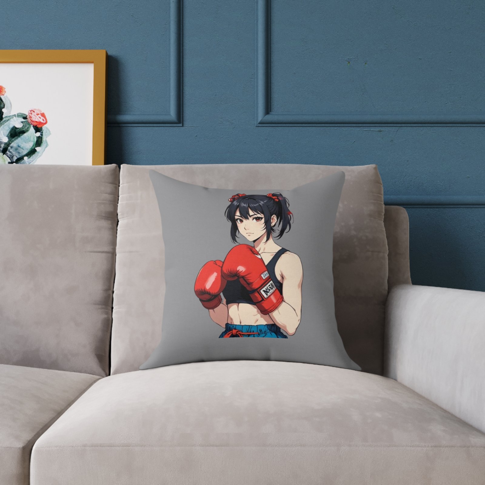 Boxing Square Poly Canvas Pillow - Image 3