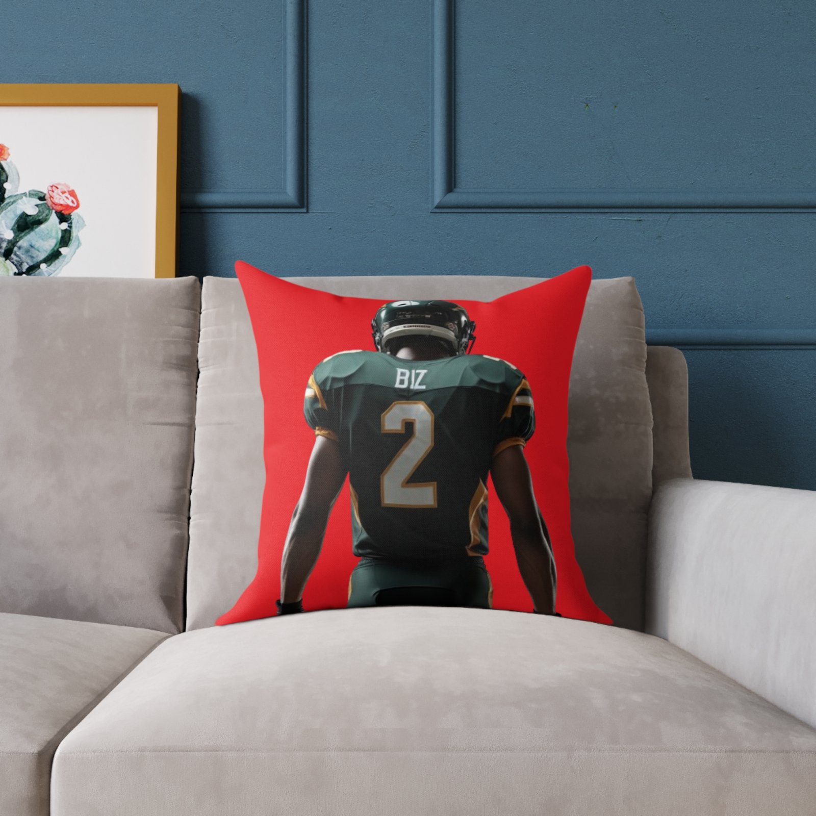 American Football Square Poly Canvas Pillow - Image 7