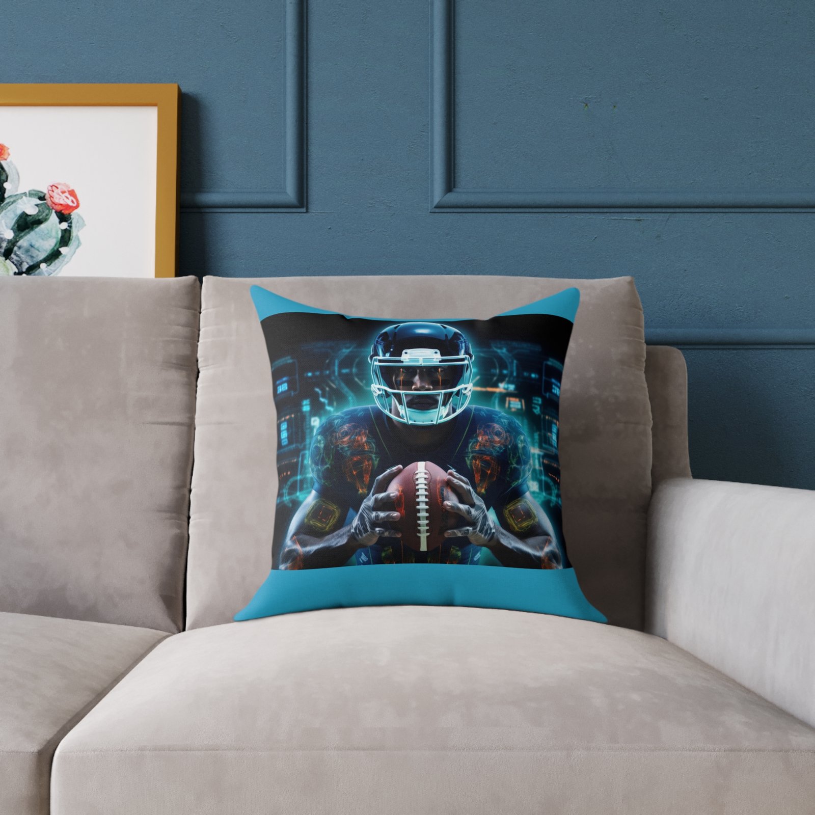 American Football Square Poly Canvas Pillow - Image 3