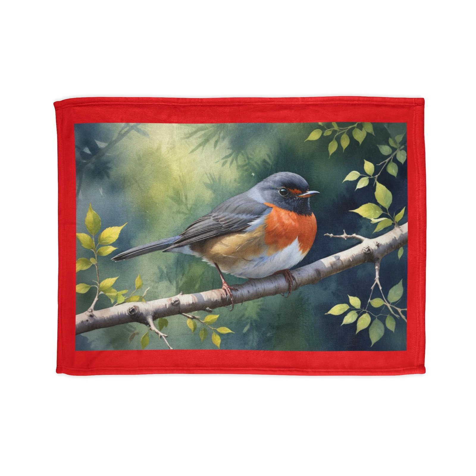 Robin Red Breast Soft Polyester Blanket