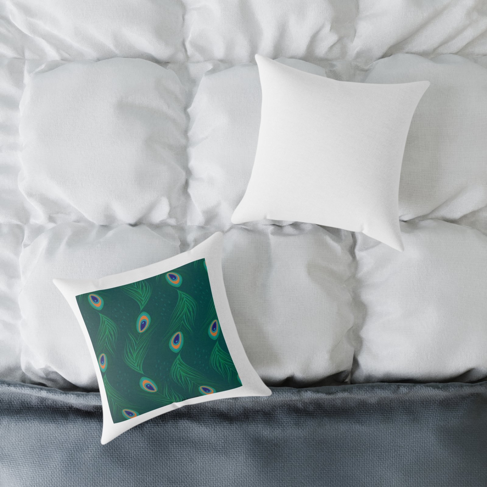 Pea cock Prin t Cushion G ift Square Poly Canvas Pillow Pea cock Prin t , G ift Cushion, Lounge Cushion, Bedroom Cushion, Cushion G ift , , - Image 4