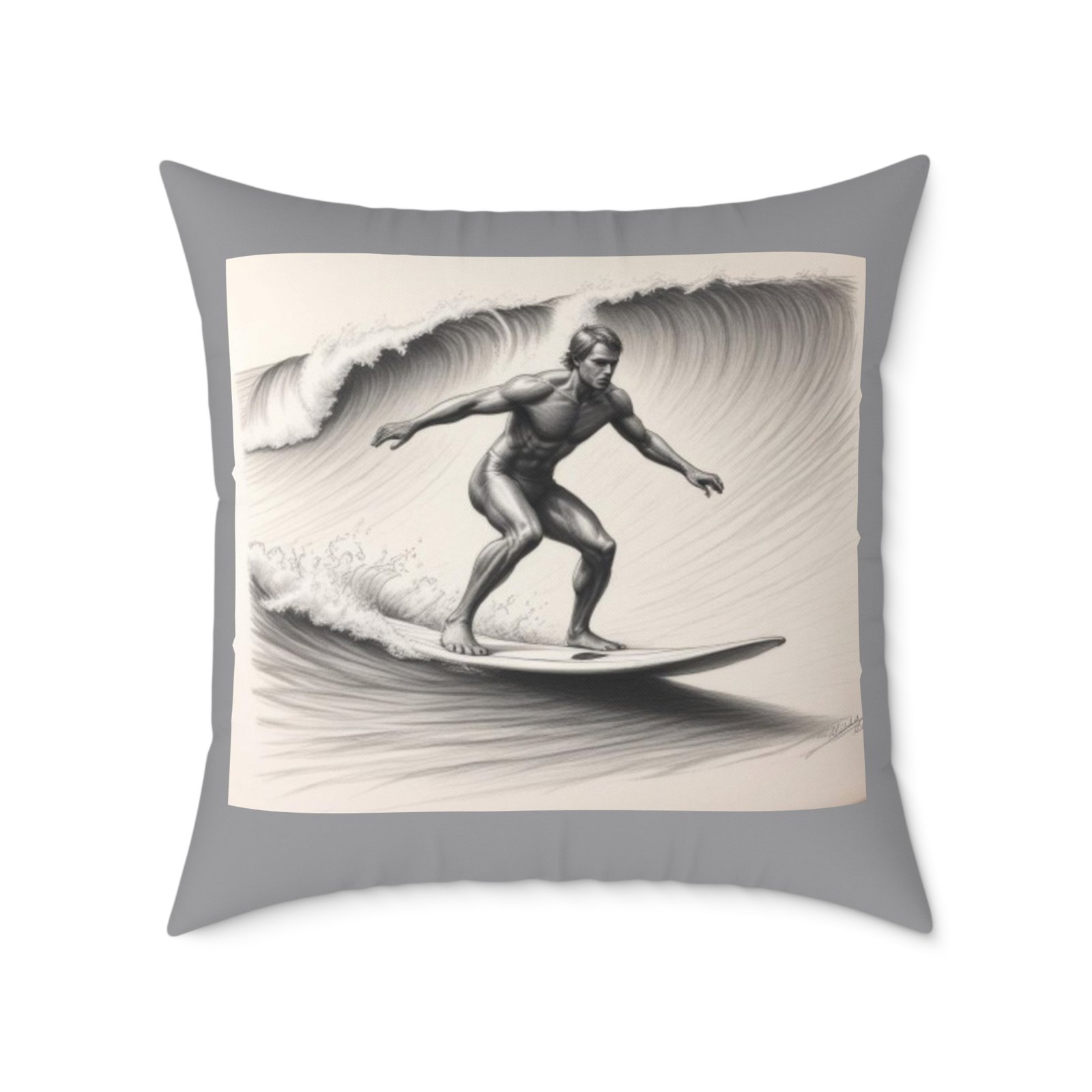Surfing Square Poly Canvas Pillow - Image 17