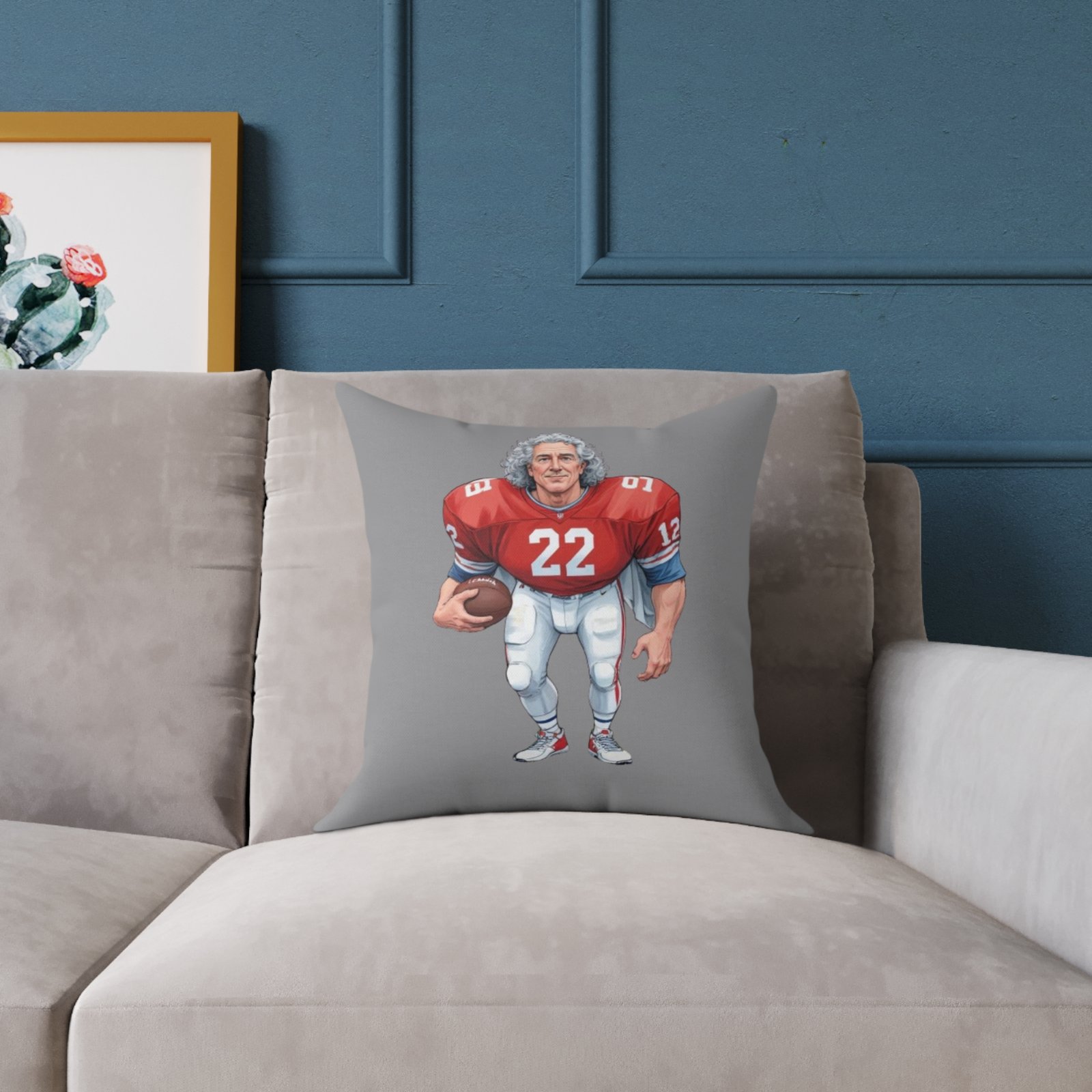 American Football Square Poly Canvas Pillow - Image 3