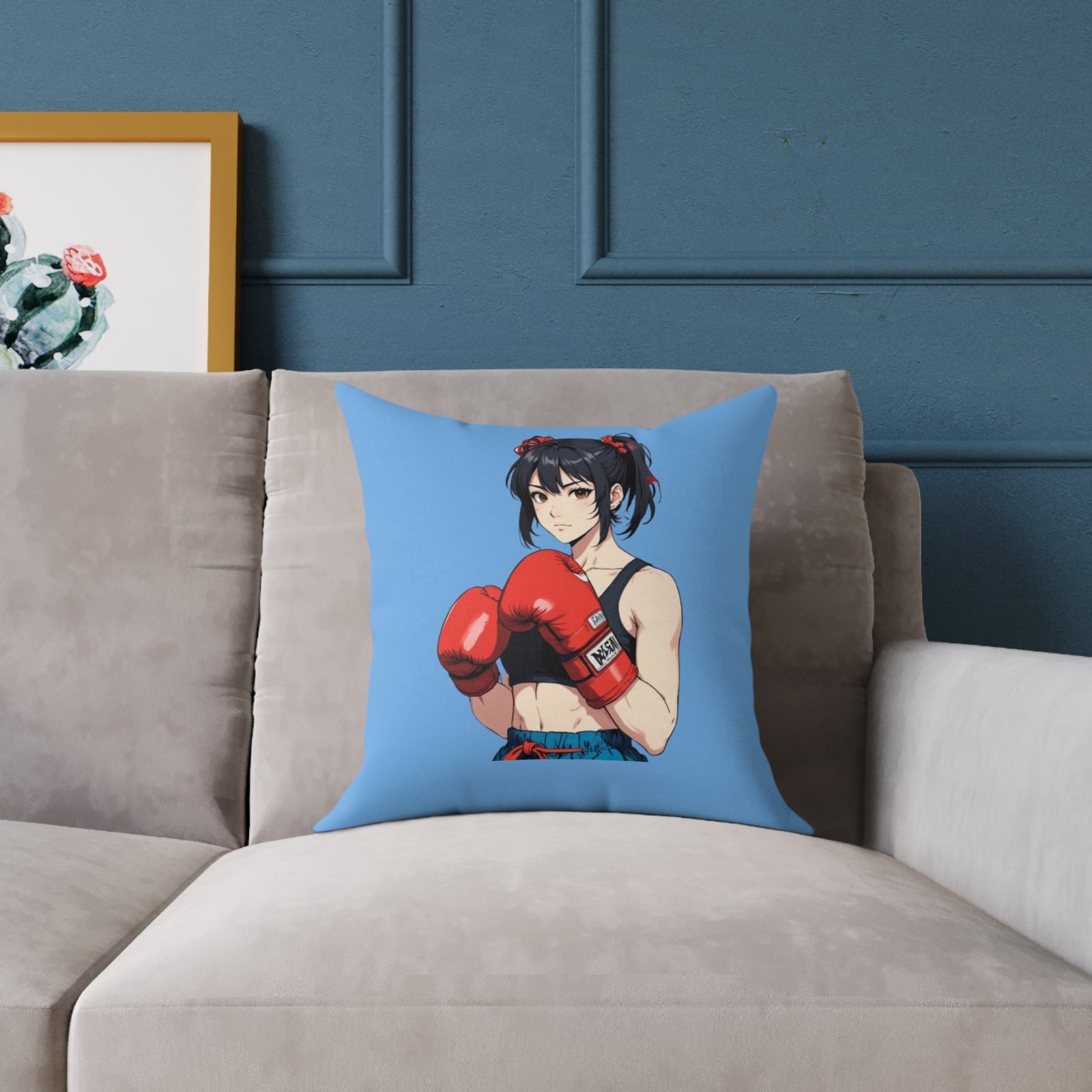 Boxing Square Poly Canvas Pillow - Image 3
