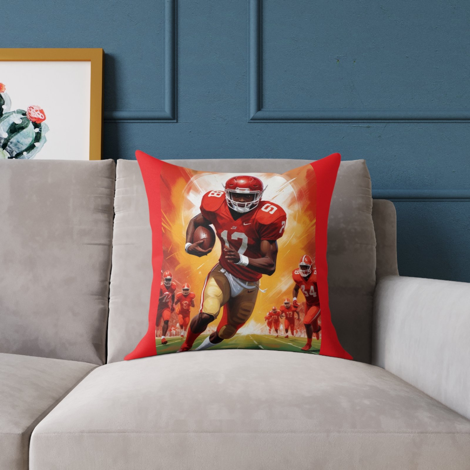 American Football Square Poly Canvas Pillow - Image 7