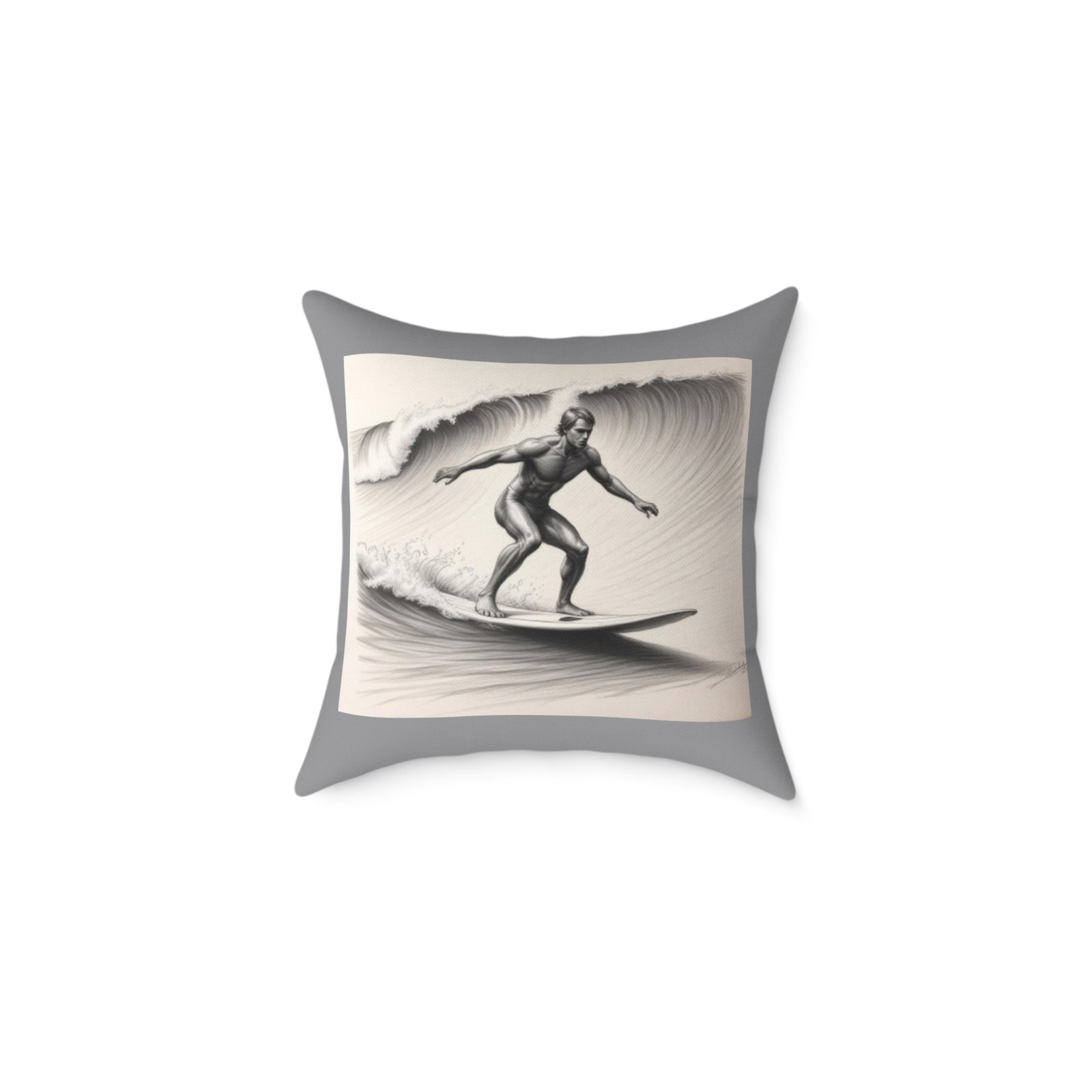 Surfing Square Poly Canvas Pillow - Image 5