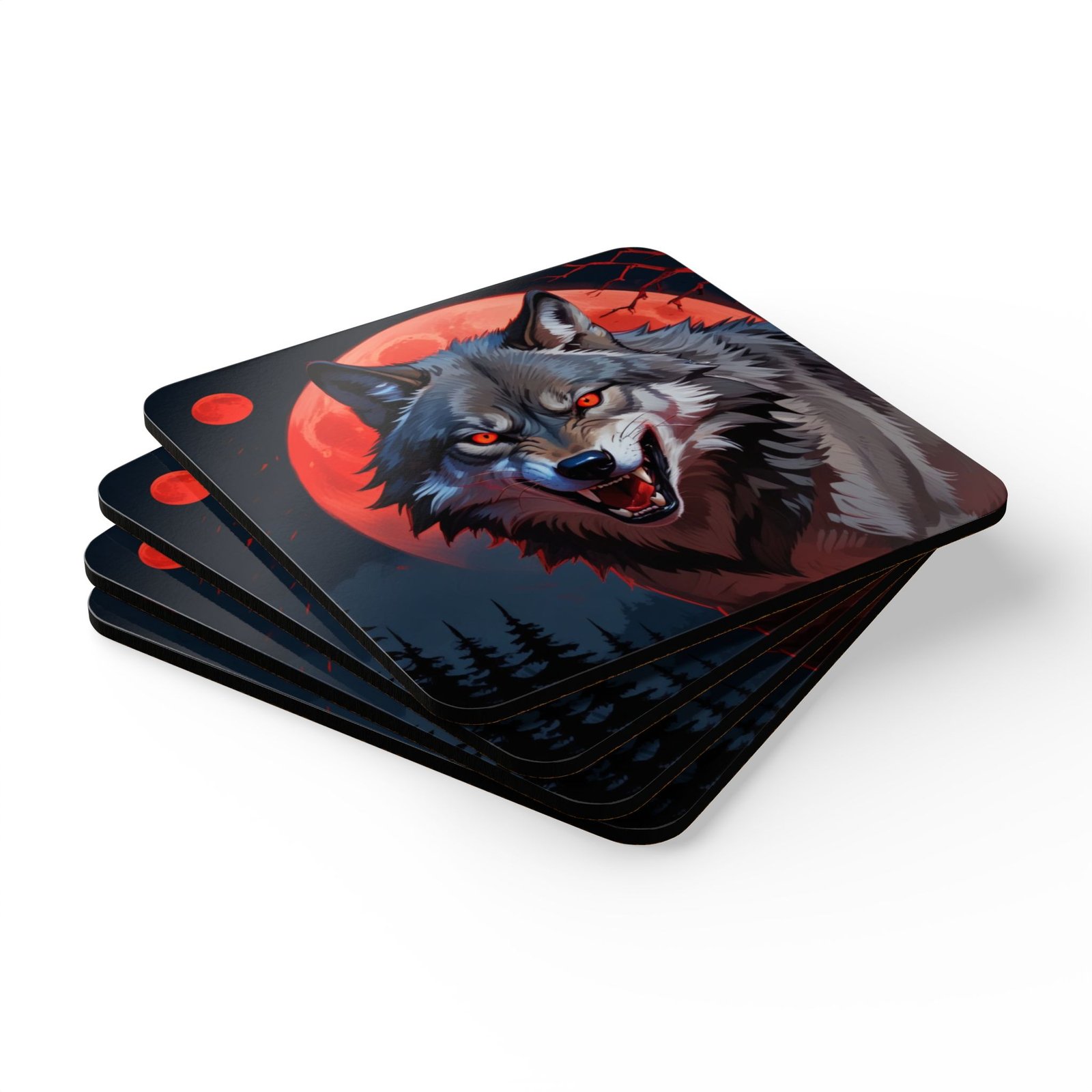 Wolf Corkwood Coaster Set - Image 3