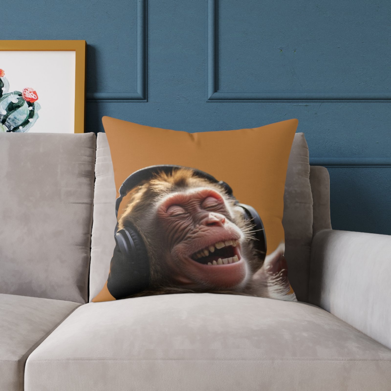 Funny Monkey Poly Canvas Pillow - Image 11