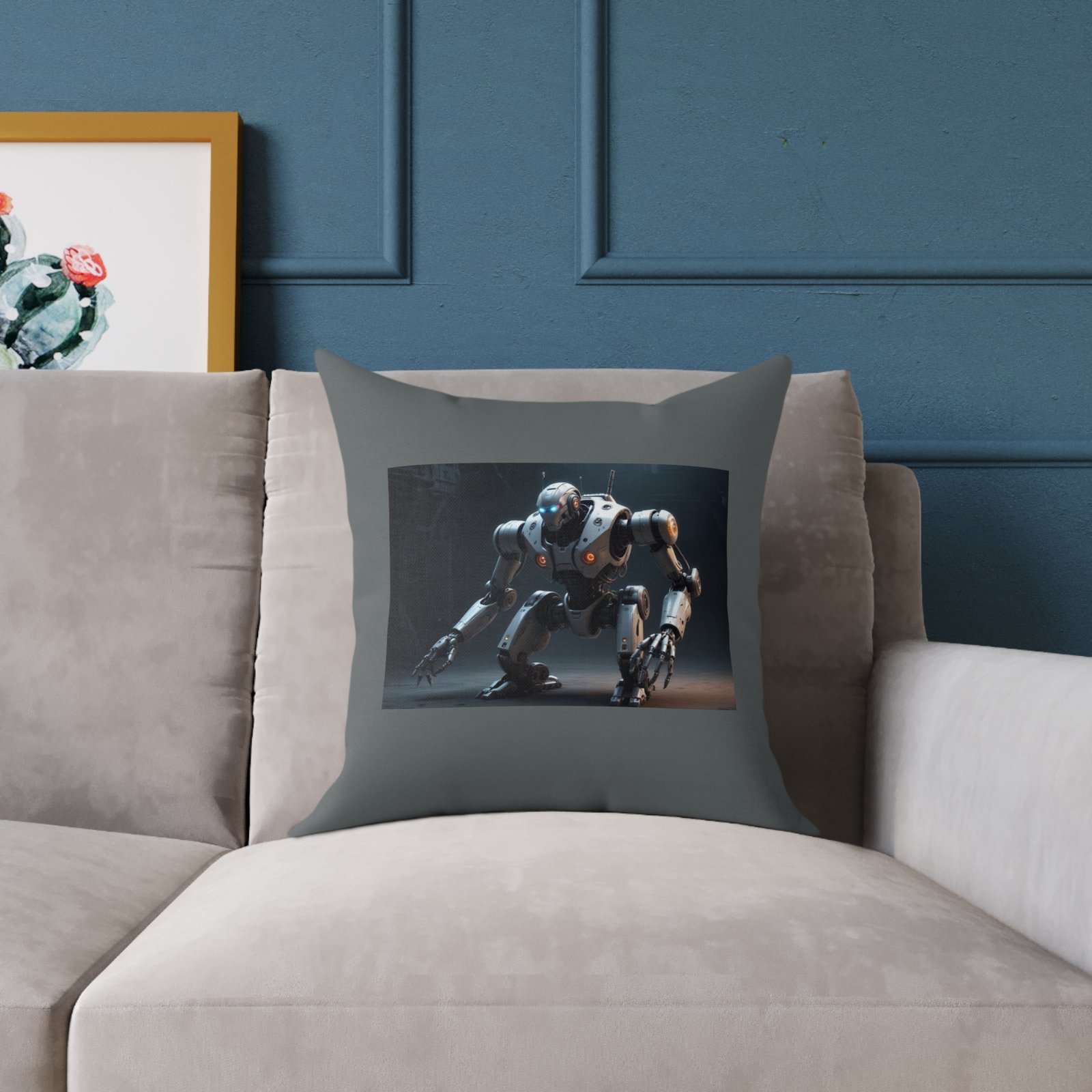 Robot Square Poly Canvas Pillow - Image 7