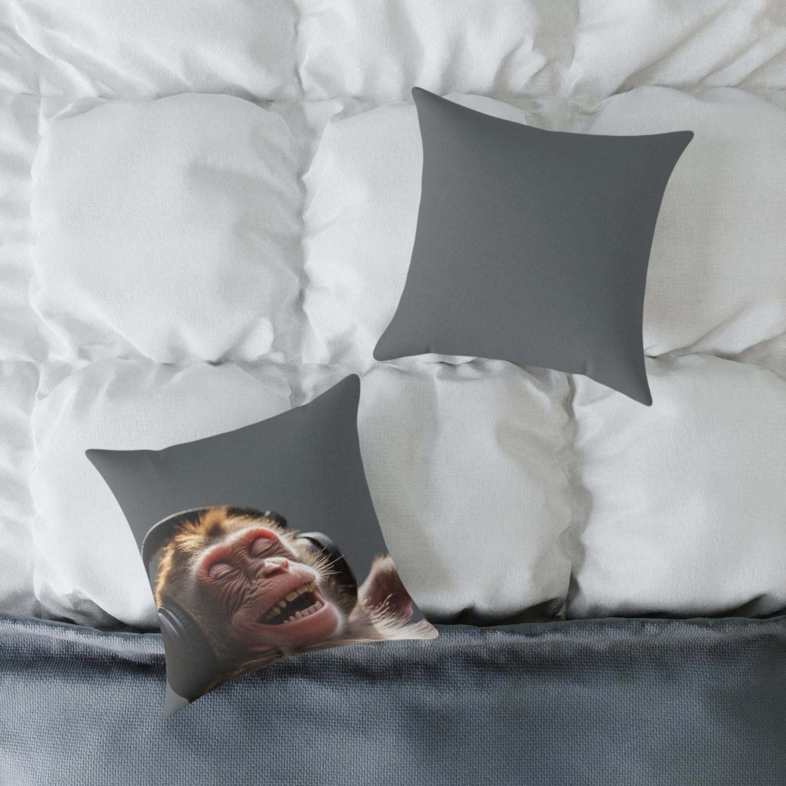 Funny Monkey Poly Canvas Pillow - Image 4