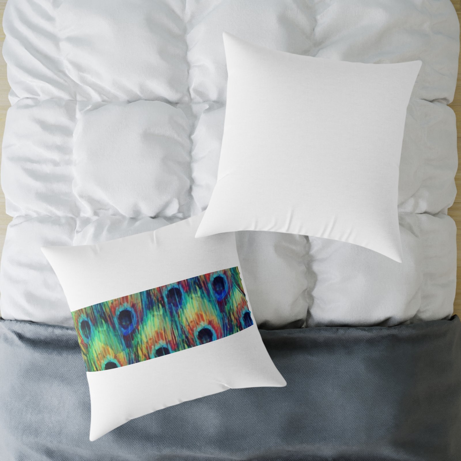 Pea cock Prin t Cushion G ift Square Poly Canvas Pillow Pea cock Prin t , G ift Cushion, Lounge Cushion, Bedroom Cushion, Cushion G ift , , - Image 20
