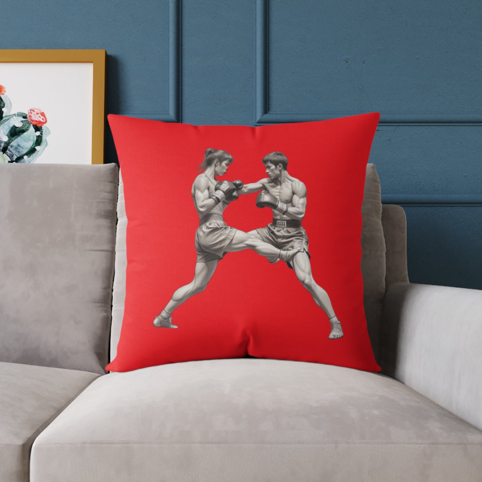 Kickboxing Square Poly Canvas Pillow - Image 15
